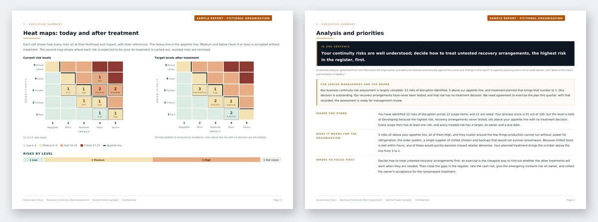Free Business Continuity Risk Assessment Tool (ISO 22301) business continuity risk assessment