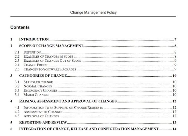 97 Navigate organizational change with confidence using our Change Management Policy Template. As businesses evolve and adapt, having a robust change management policy becomes essential for successful transitions. Our comprehensive digital product offers a user-friendly and customizable framework to help you establish effective change management practices tailored to your unique needs.