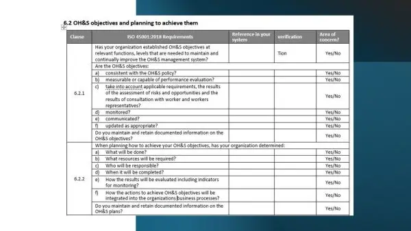 ISO 45001 Assessment Tool