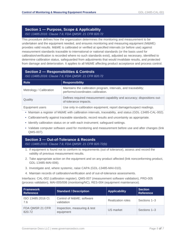 ISO 13485 documentation for medical device quality management system.