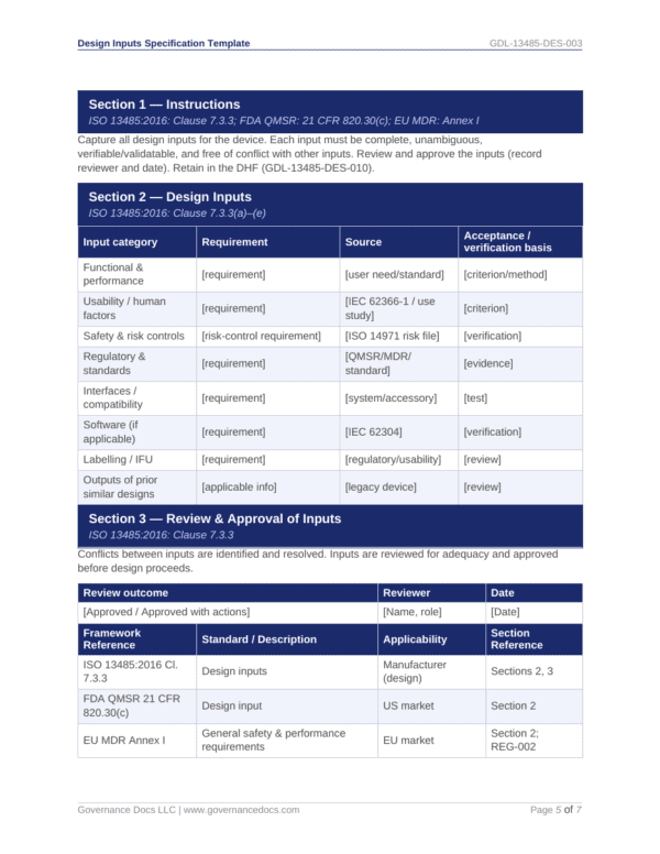 ISO 13485 documentation templates for medical device quality management systems.