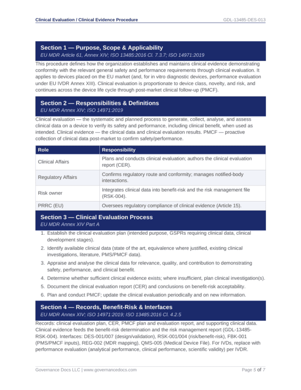 ISO 13485 Toolkit image showing clinical evaluation and compliance documentation.