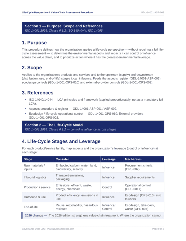 Life Cycle Value Chain Assessment Procedure Best Page P6 600x776 - ISO 14001 template preview