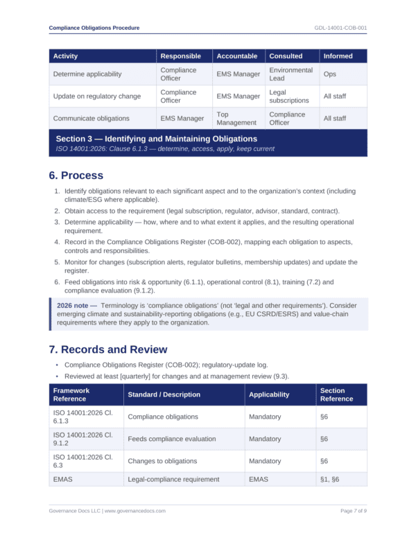Compliance Obligations Procedure Best Page P7 600x776 - ISO 14001 template preview