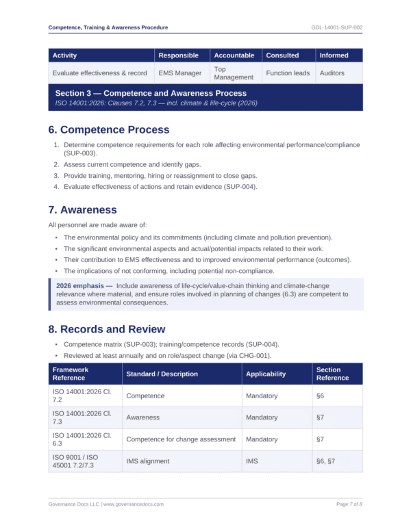 Competence Training Awareness Procedure Best Page P7 600x776 - ISO 14001 template preview