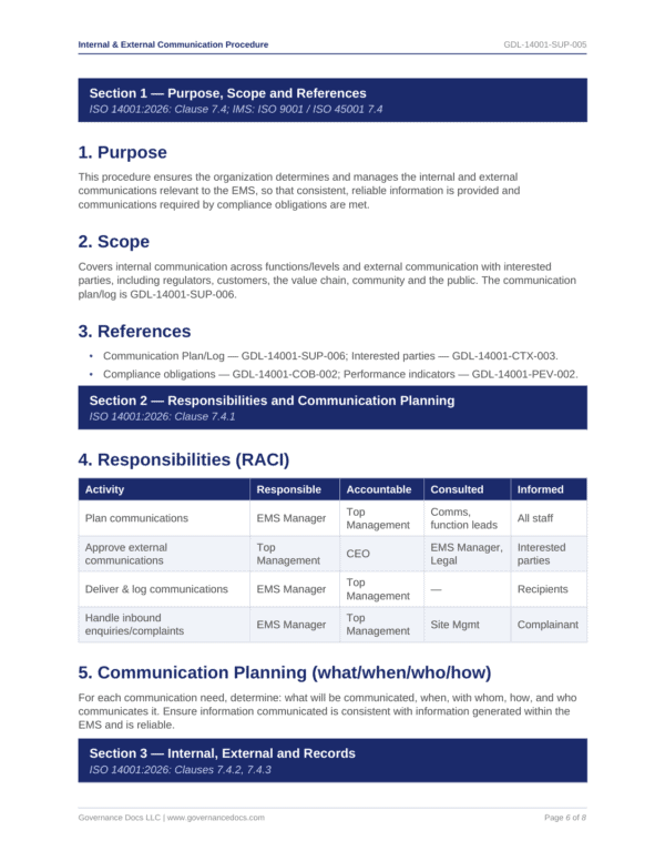 Internal External Communication Procedure Best Page P6 600x776 - ISO 14001 template preview