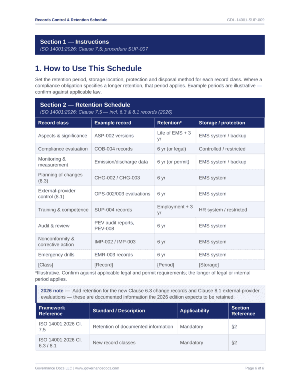 Records Control Retention Schedule Best Page P6 600x776 - ISO 14001 template preview