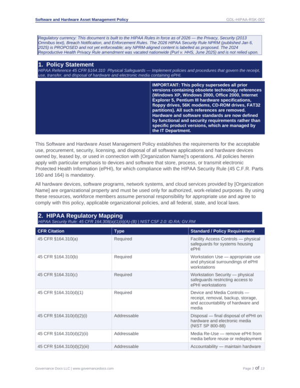 HIPAA compliance and security management for healthcare organizations.