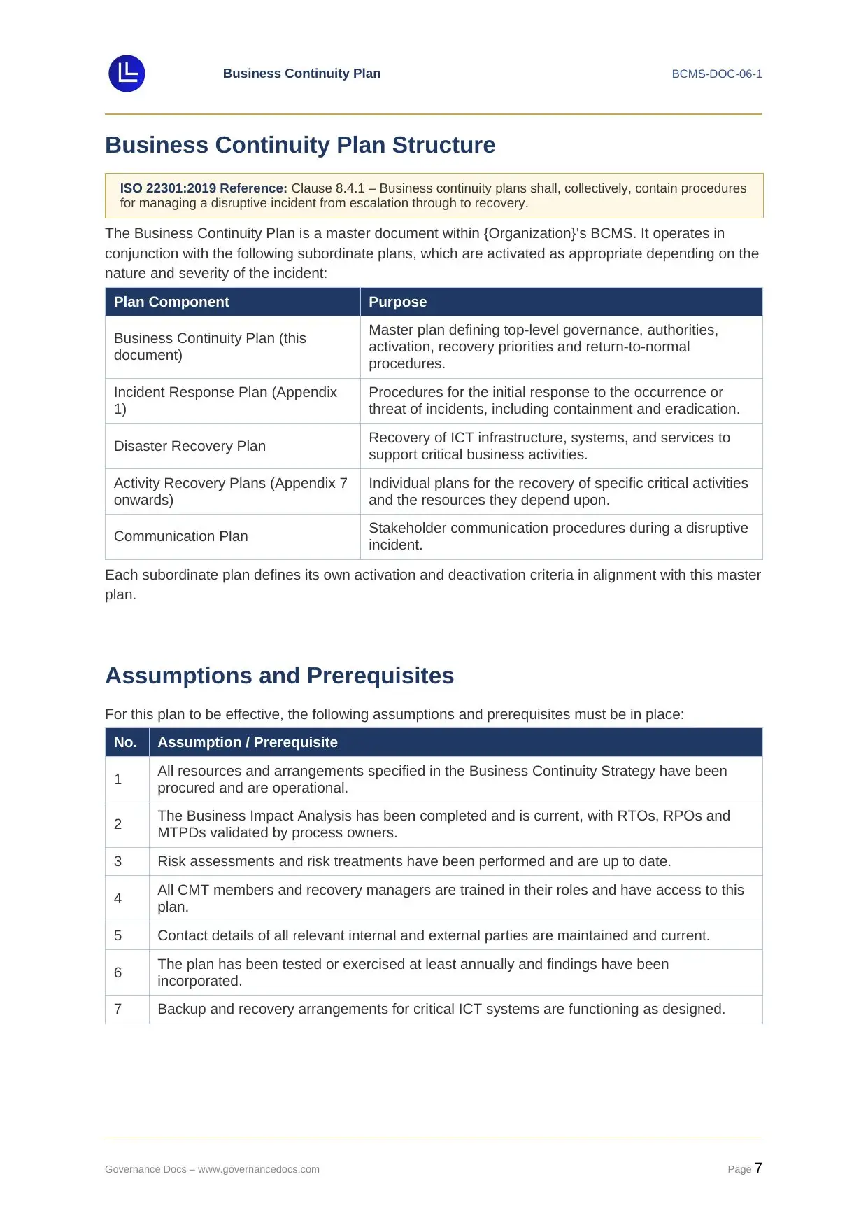ISO 22301 TOOLKIT ISO 22301 Toolkit