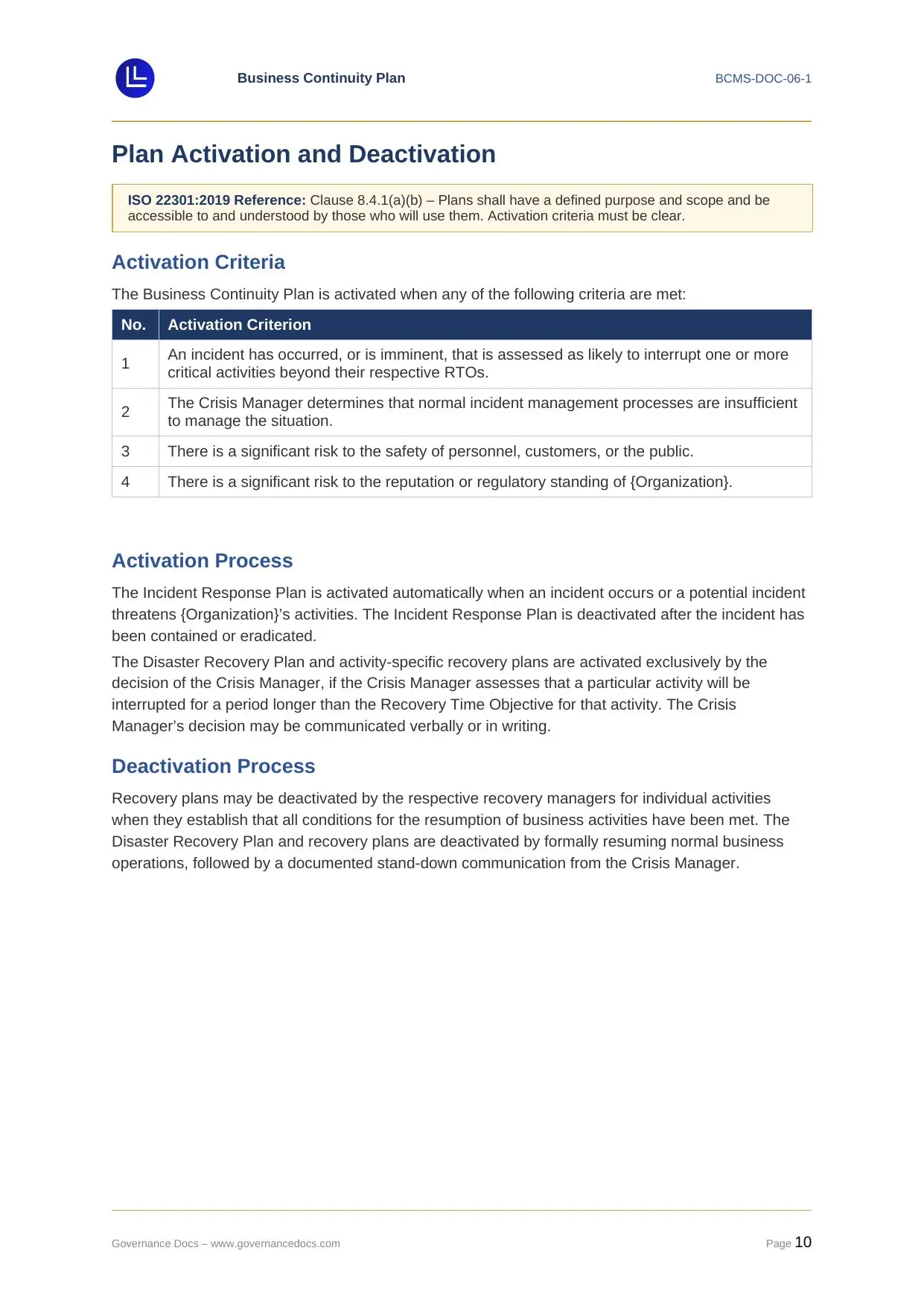 ISO 22301 TOOLKIT ISO 22301 Toolkit