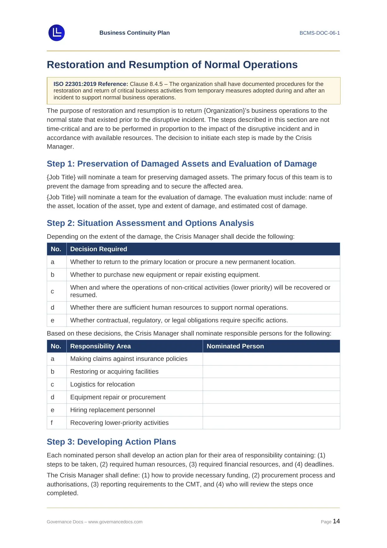 ISO 22301 TOOLKIT ISO 22301 Toolkit
