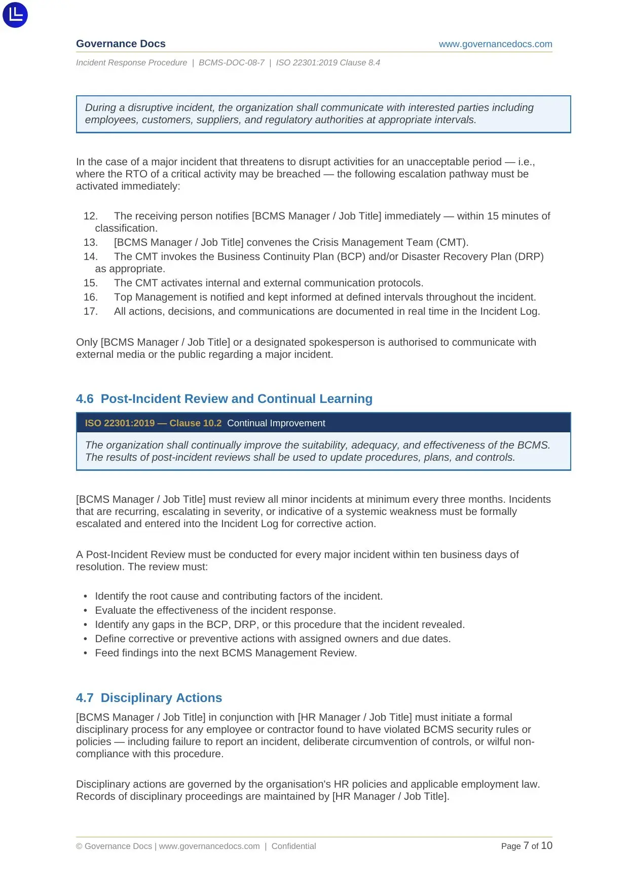 ISO 22301 TOOLKIT ISO 22301 Toolkit