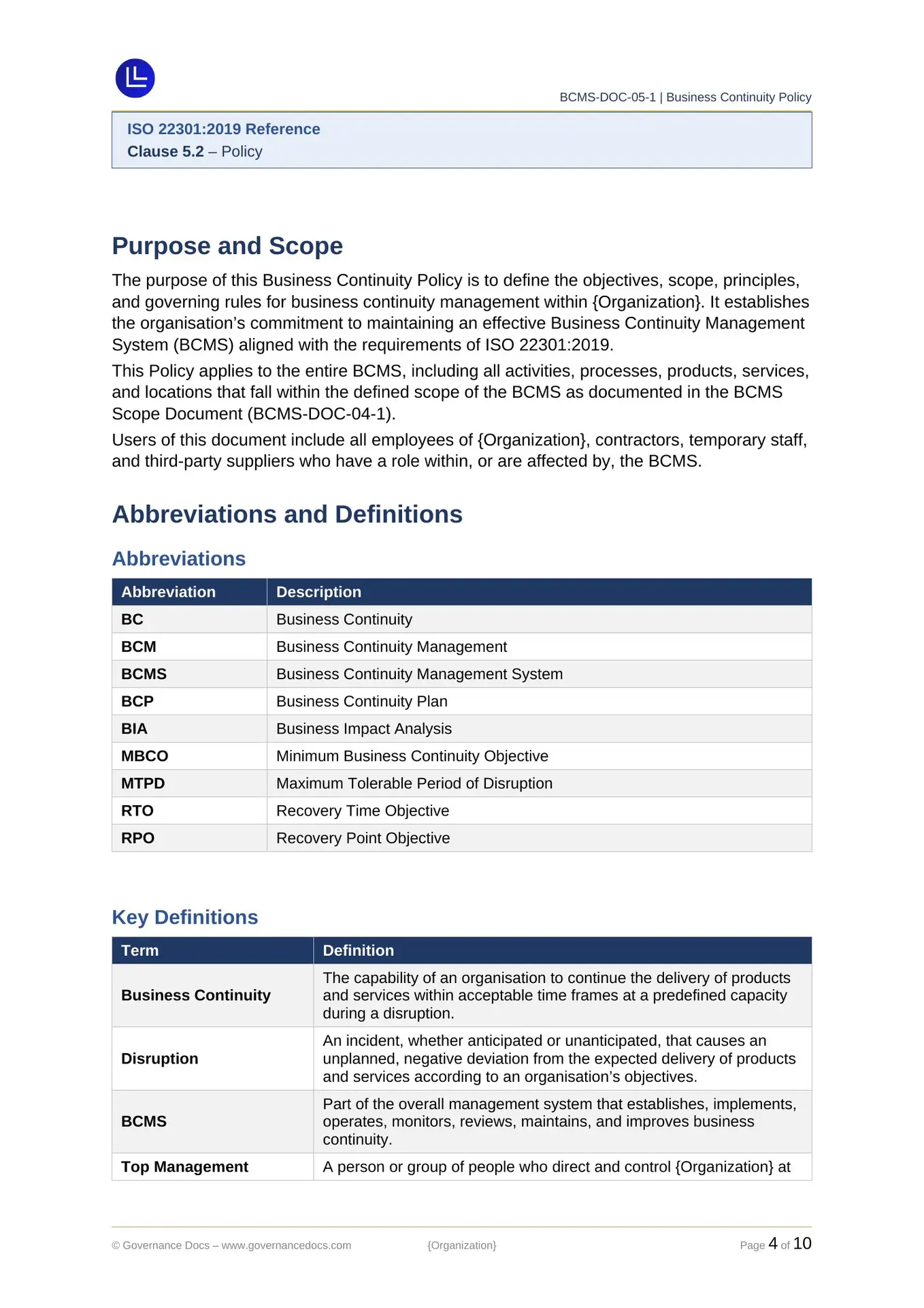 ISO 22301 TOOLKIT ISO 22301 Toolkit