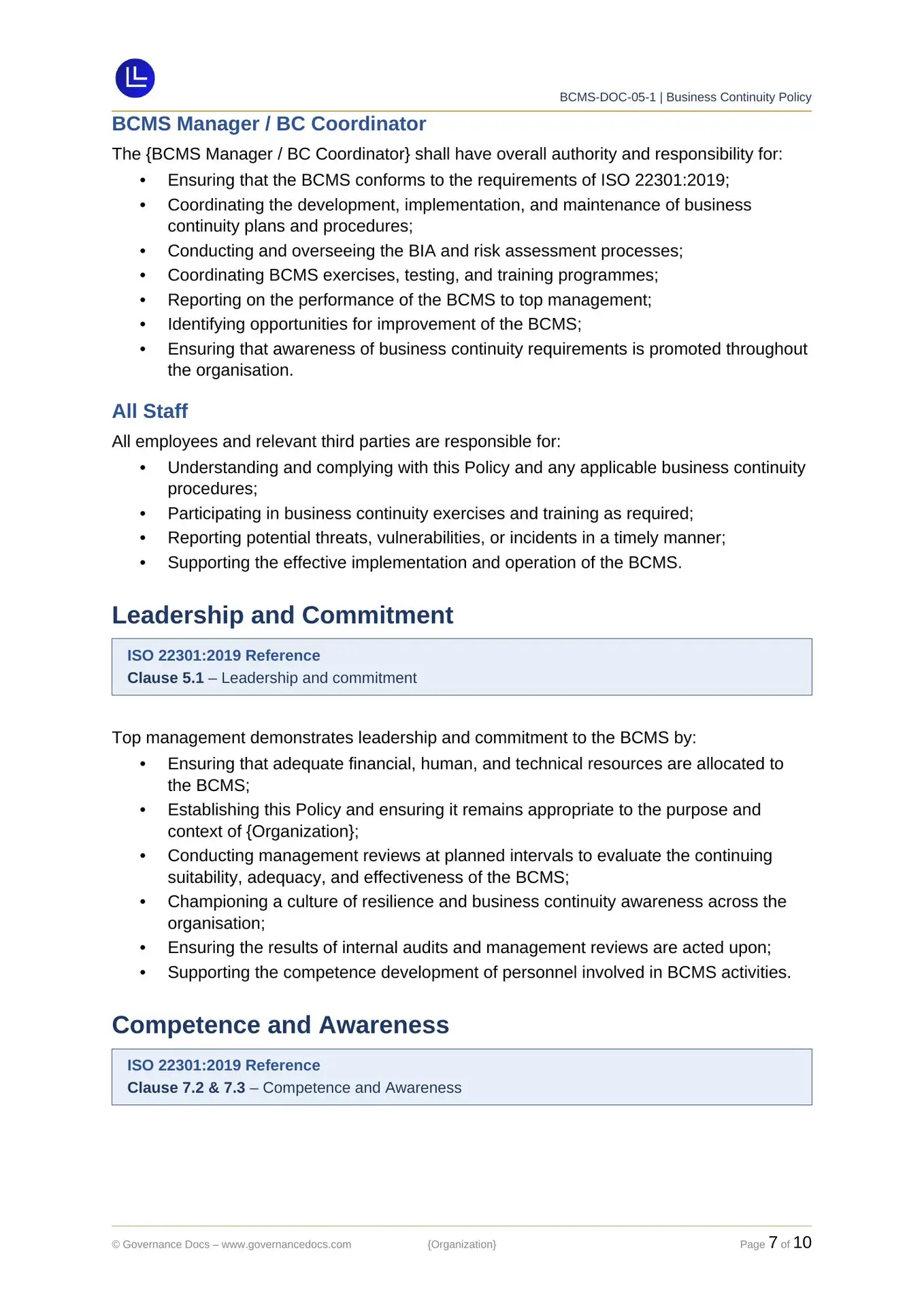 ISO 22301 TOOLKIT ISO 22301 Toolkit