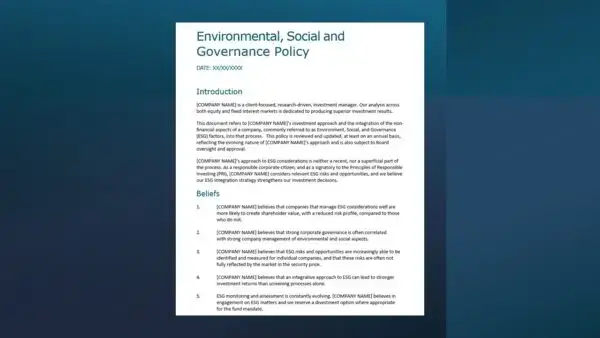 ESG toolkit sample