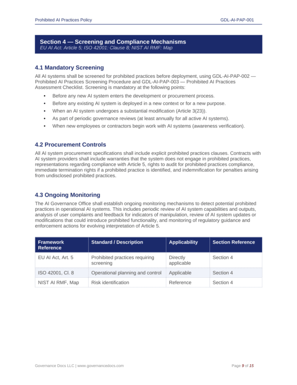 AI Governance and Compliance Templates for EU AI Act.