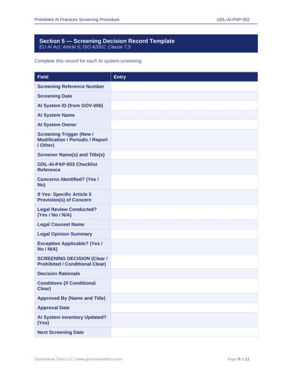 AI compliance checklist for EU AI Act regulations.