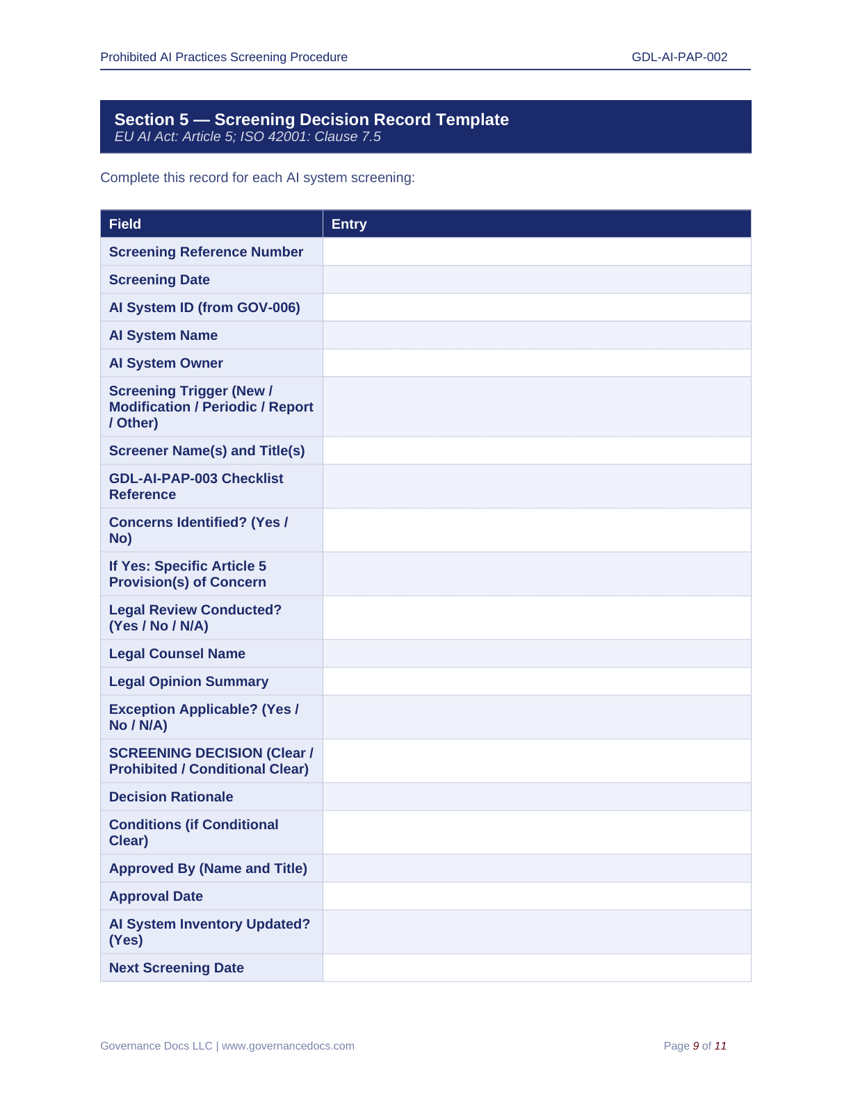 AI compliance checklist for EU AI Act regulations.