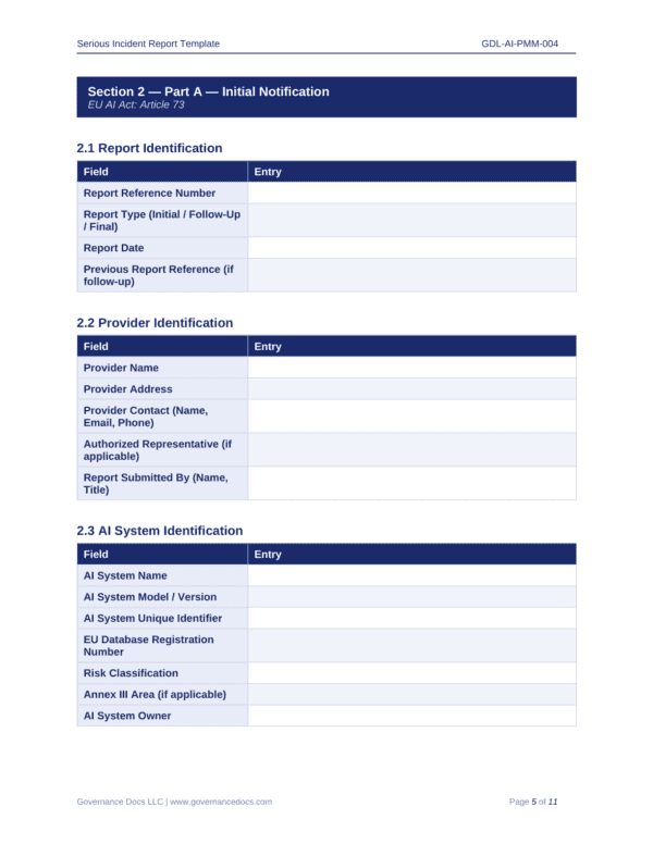 EU AI Act compliance templates for governance and risk management.