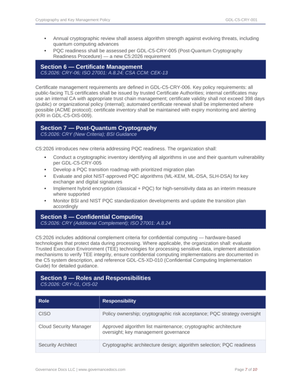 Cryptography and Key Management Policy for cloud security compliance.