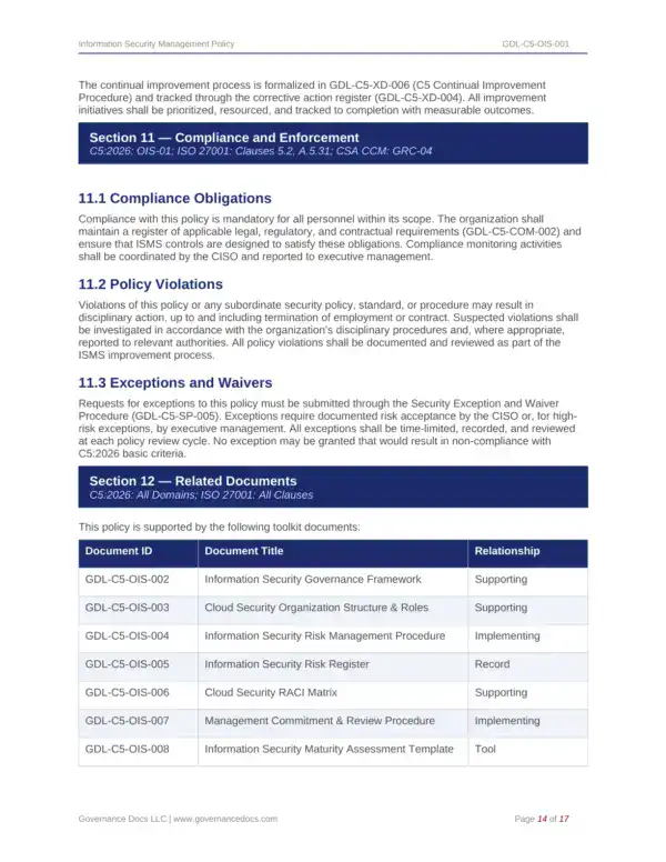 Compliance documentation for BSI C5:2026 cloud security standards.