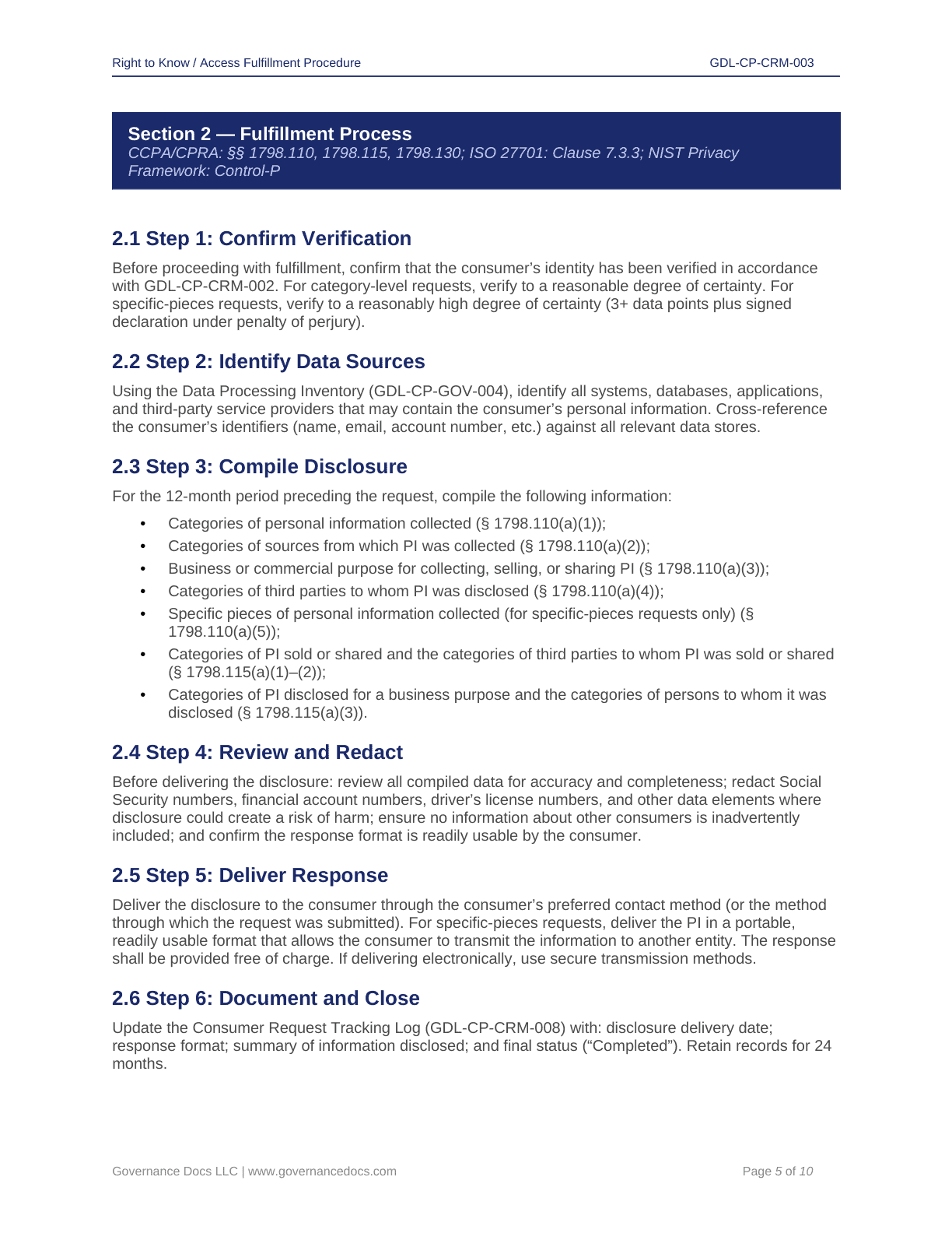 Comprehensive privacy compliance toolkit with 60+ templates for CCPA-CPRA.