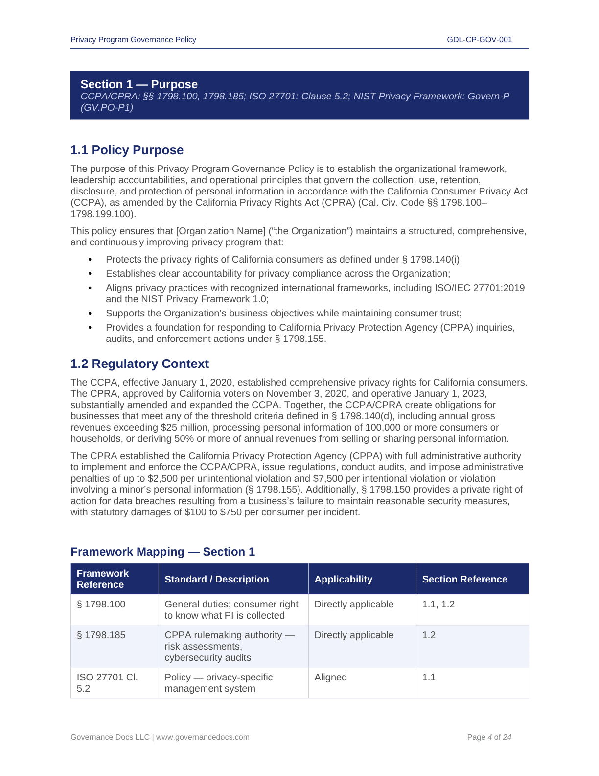 Privacy compliance and legal templates for CCPA and CPRA regulations.