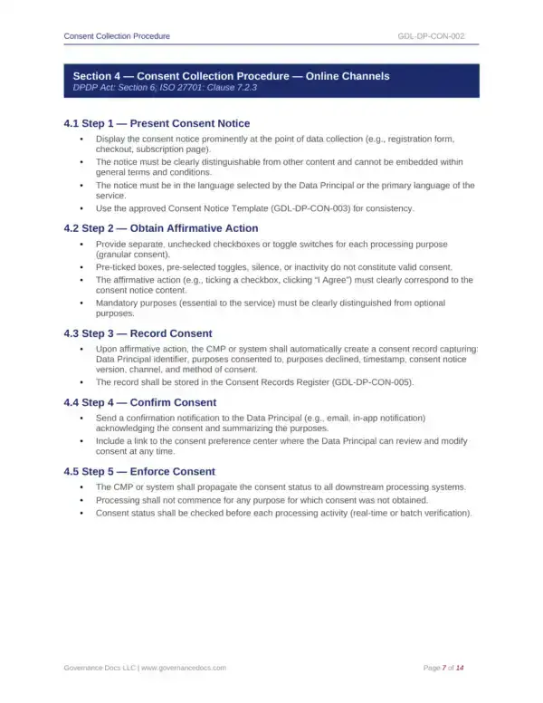 Privacy templates for DPDP Act compliance and governance.