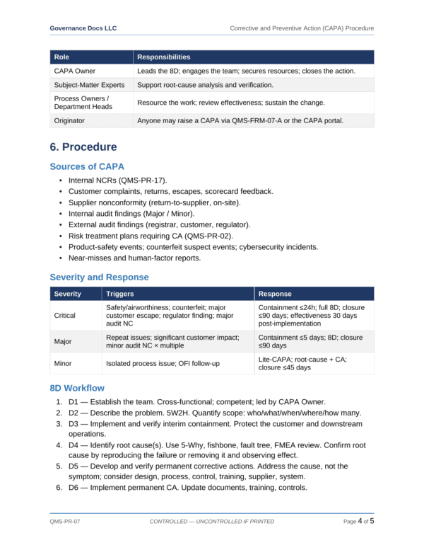 AS 9100 documentation toolkit — sample template page 11