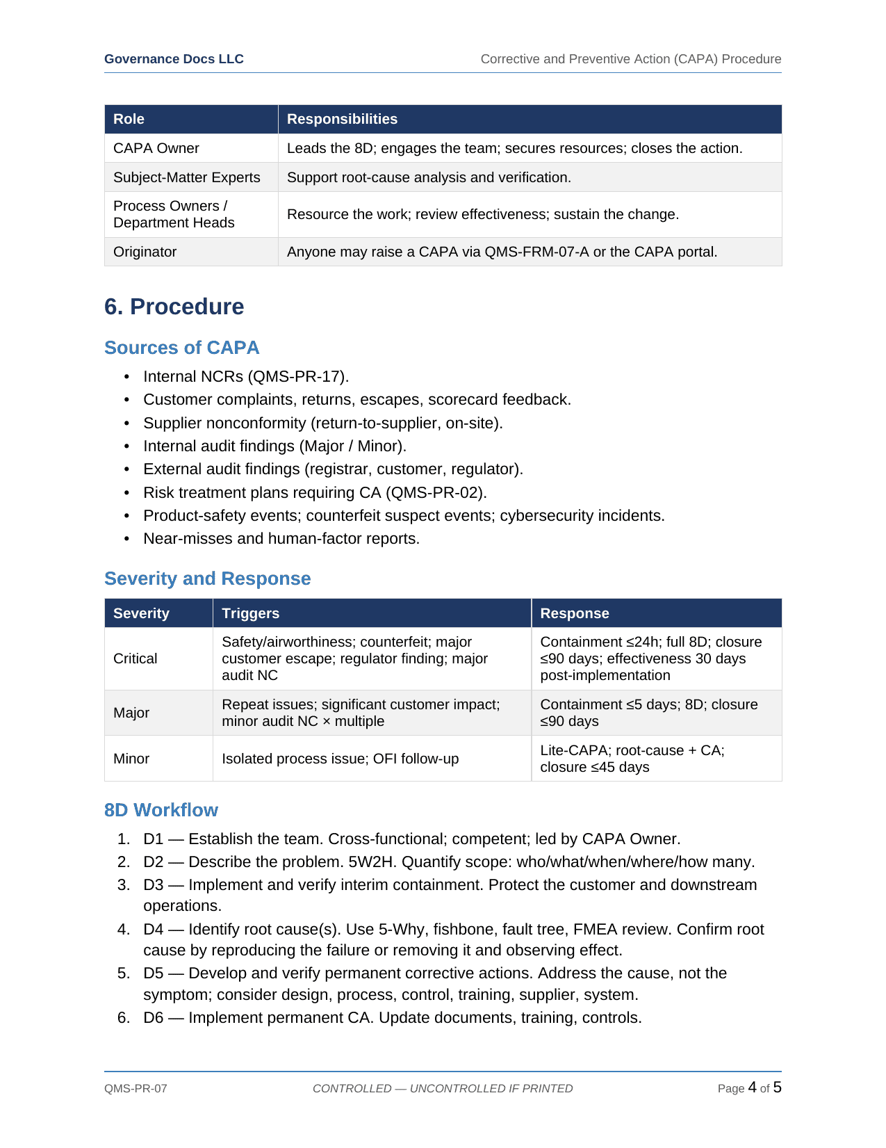 AS 9100 documentation toolkit — sample template page 11