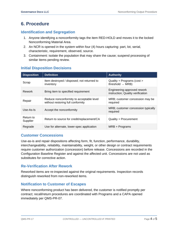 AS 9100 documentation toolkit — sample template page 13