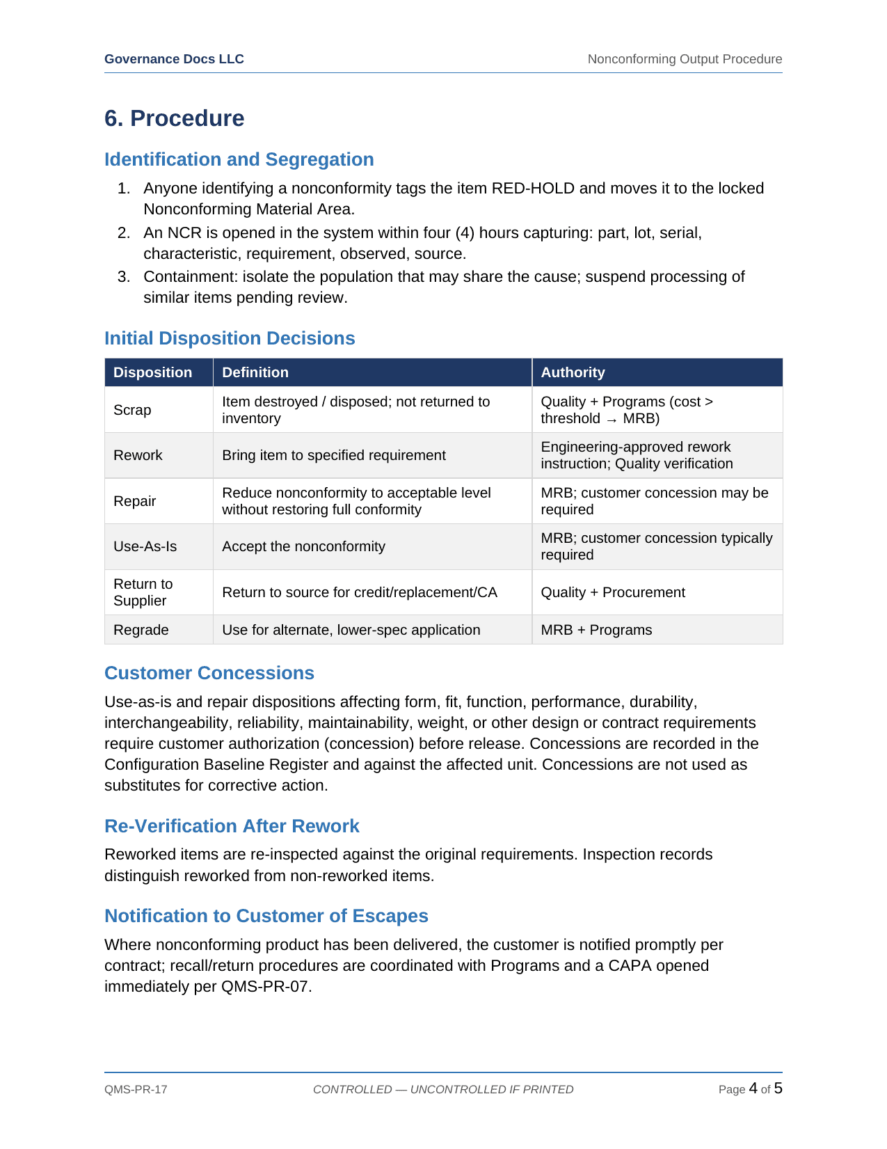 AS 9100 documentation toolkit — sample template page 13
