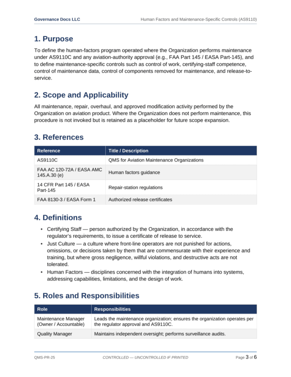 AS 9100 documentation toolkit — sample template page 16