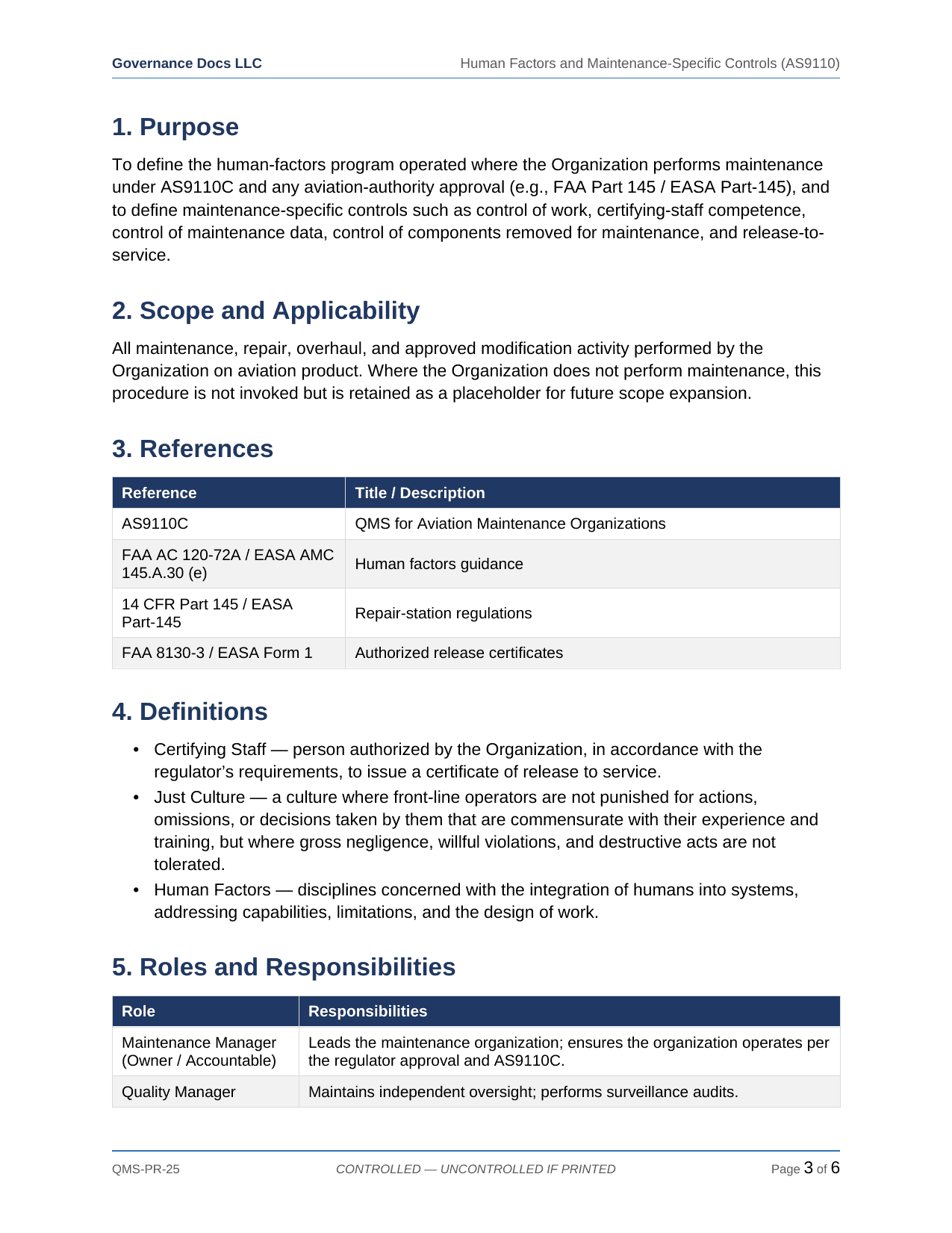 AS 9100 documentation toolkit — sample template page 16