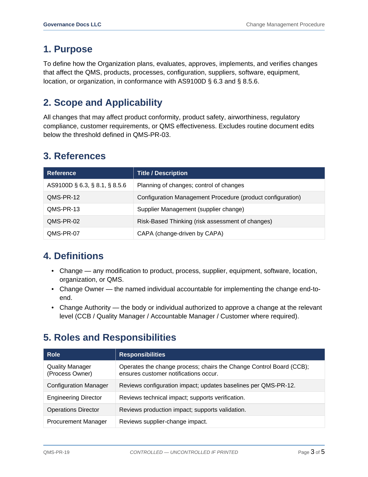 AS 9100 documentation toolkit — sample template page 18