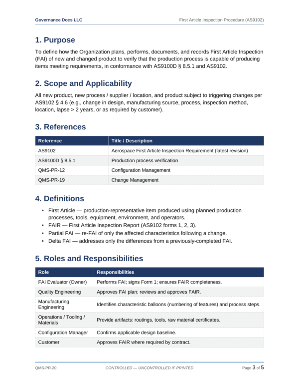 AS 9100 documentation toolkit — sample template page 19