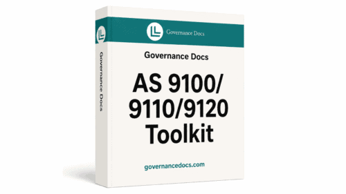 AS 9100/9110/9120 Aerospace QMS Toolkit with 38 templates for quality management systems.