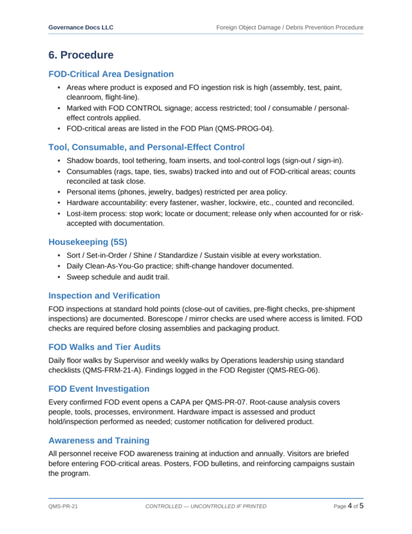 AS 9100 documentation toolkit — sample template page 8