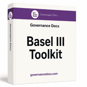 Basel III risk management toolkit with 25 templates for banking governance and compliance.