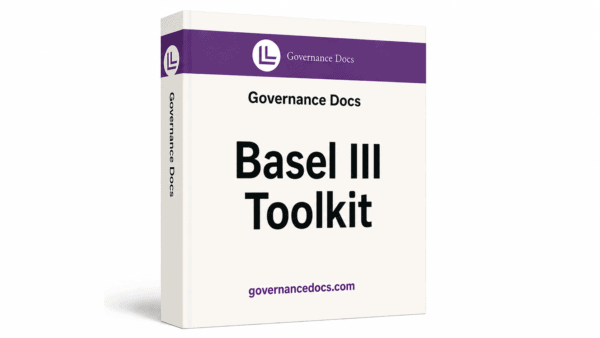 Basel III risk management toolkit with 25 templates for banking governance and compliance.