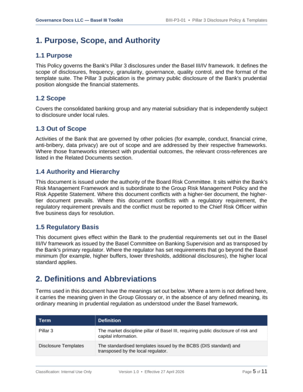 Basel III documentation toolkit — sample template page 14