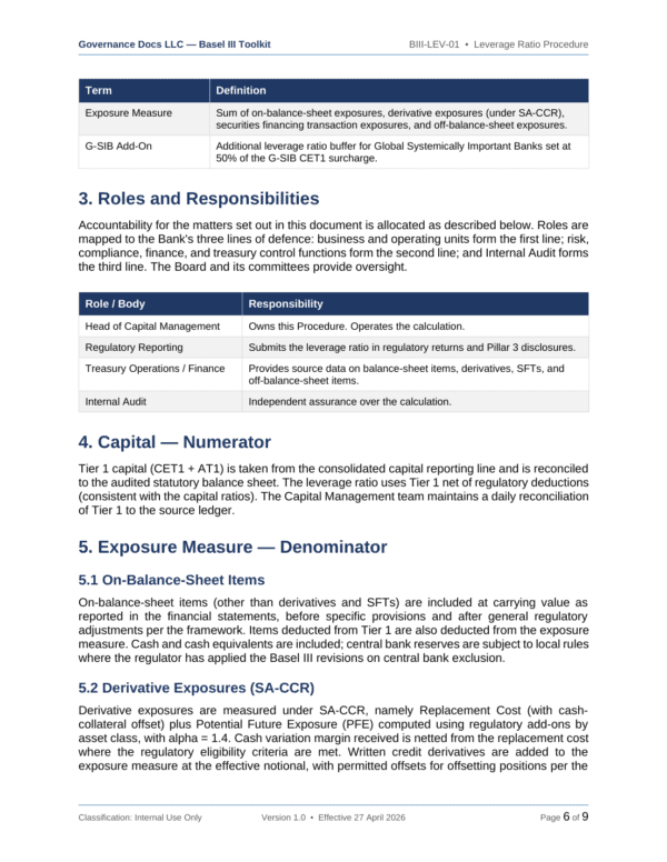 Basel III documentation toolkit — sample template page 15