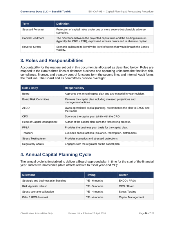 Basel III documentation toolkit — sample template page 16
