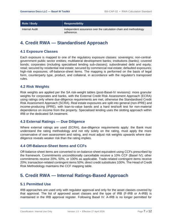 Basel III documentation toolkit — sample template page 2