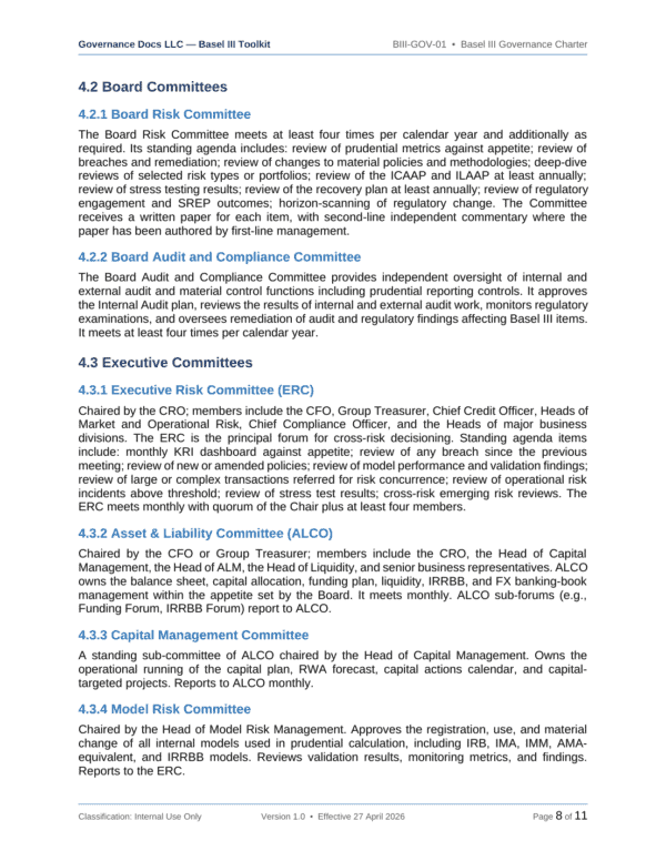 Basel III documentation toolkit — sample template page 3