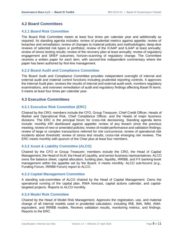 Basel III documentation toolkit — sample template page 3