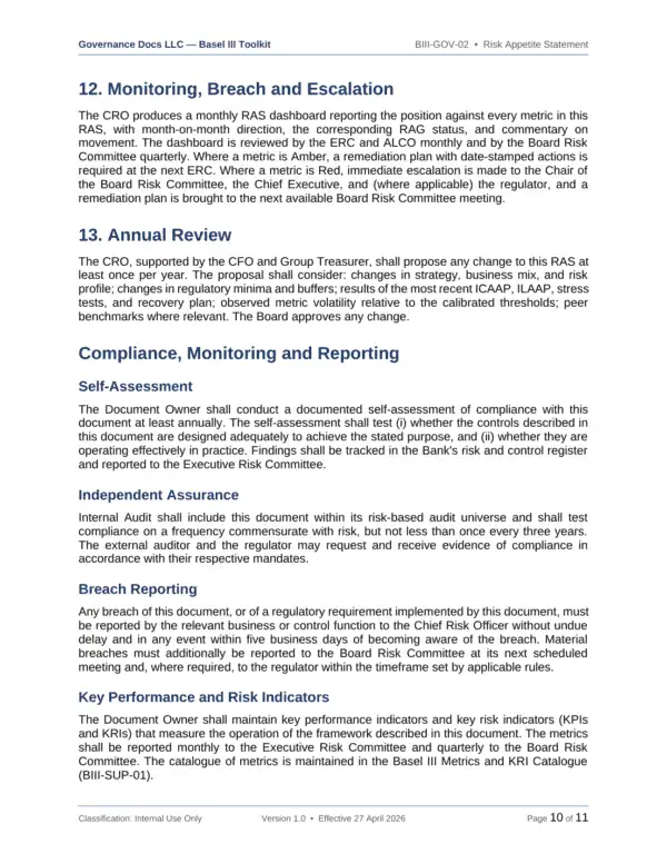 Basel III documentation toolkit — sample template page 4