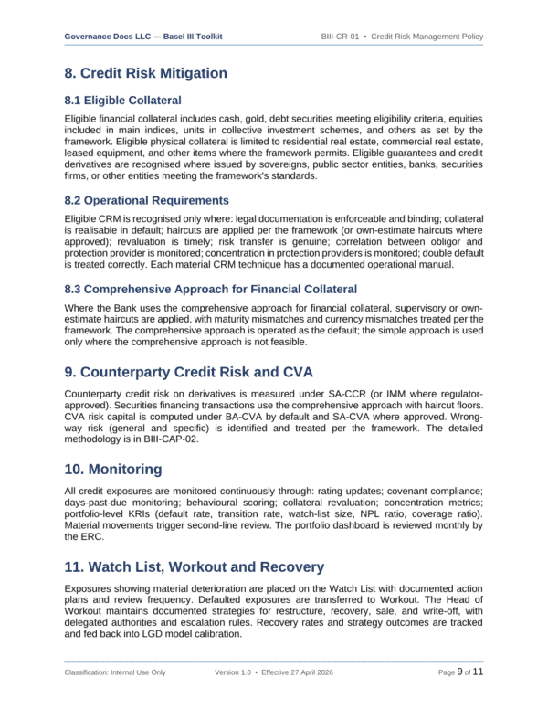 Basel III documentation toolkit — sample template page 5