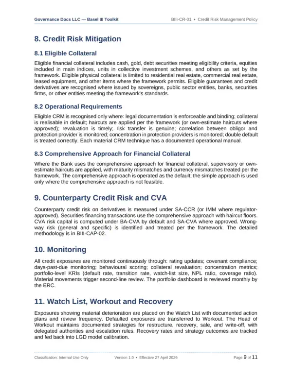 Basel III documentation toolkit — sample template page 5