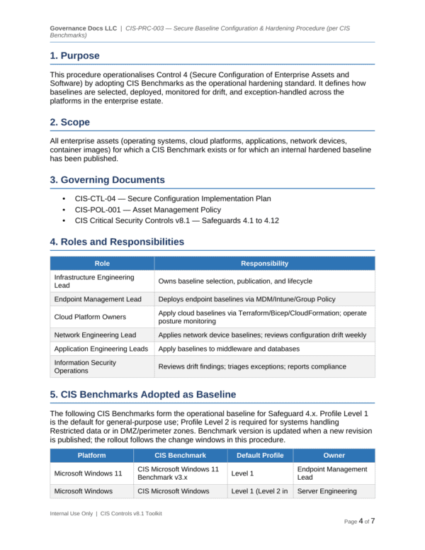 CIS Controls documentation toolkit — sample template page 16